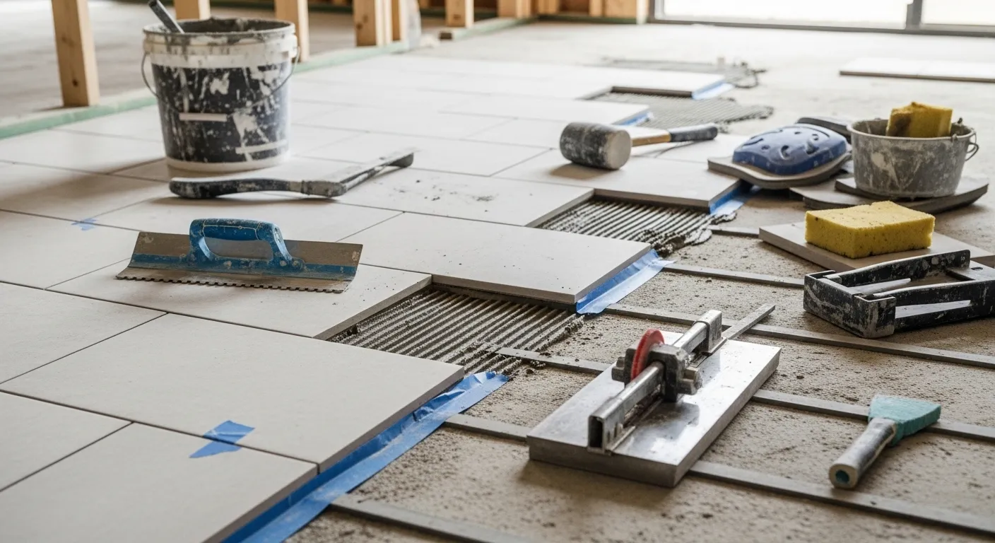 Caixa de piso cerâmico para etapa de acabamento em reforma